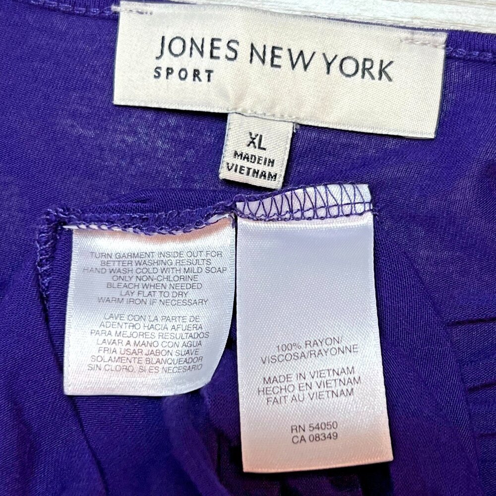 Jones NY Sport - Blouse Women's XL Jersey V-Neck Cascade Front 3/4 Sleeve - Picture 13 of 16